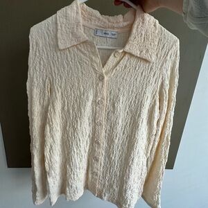 Mango Cream Textured Blouse